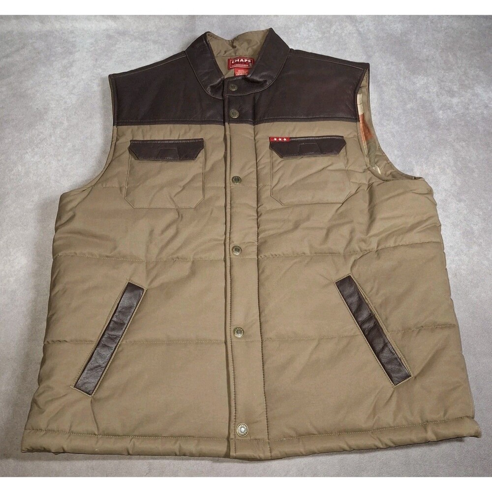 Vintage Men’s Chaps Size Large Woodsman Rancher Style Plaid Lined Vest